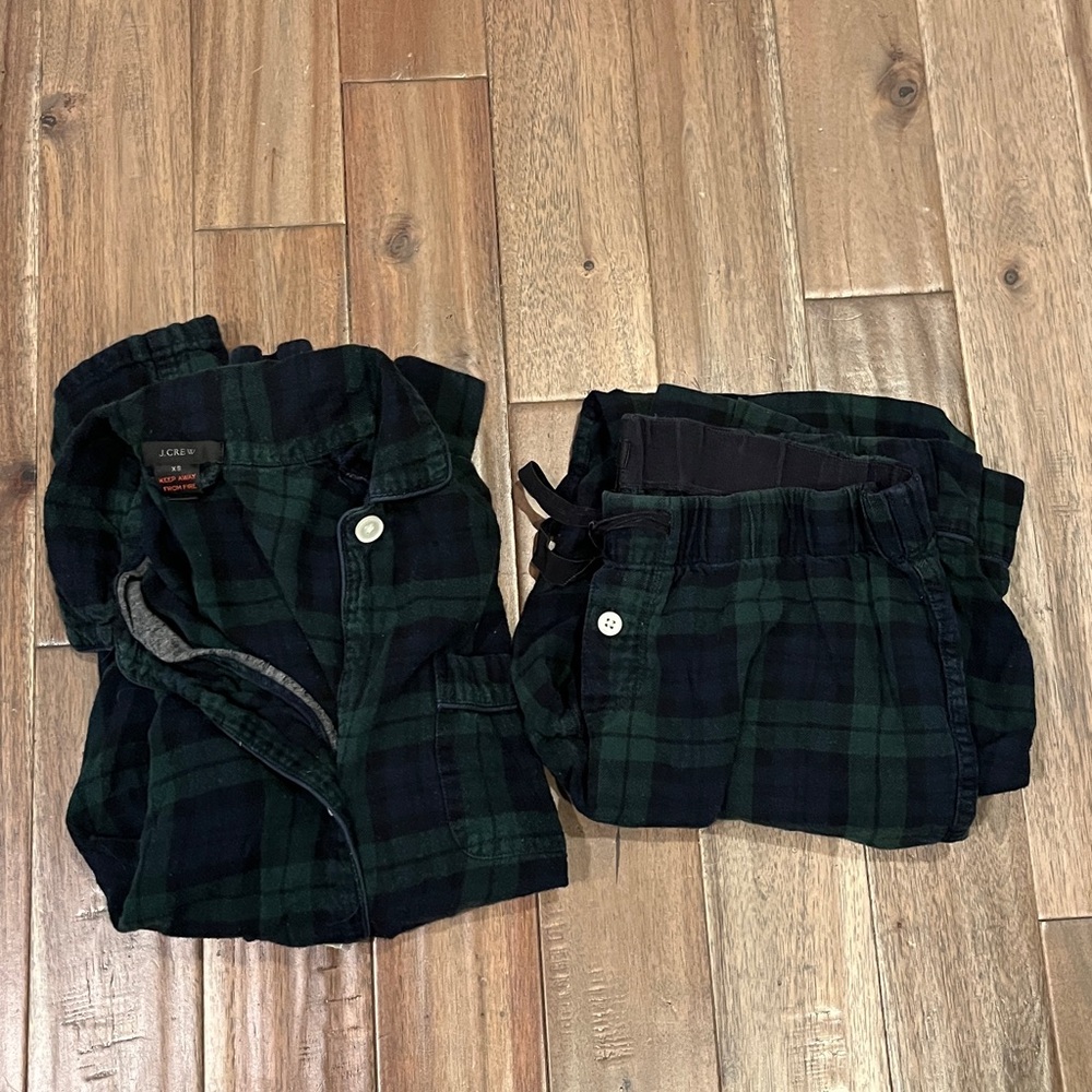 J.Crew Black Watch Tartan Flannel 100% Cotton Pajama Set Pants + Top Women’s XS